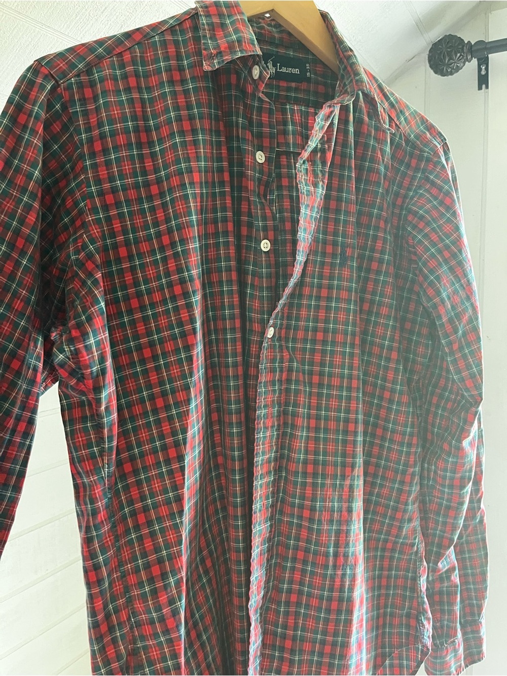 Ralph Lauren Red and Green Plaid Button-Down Shirt